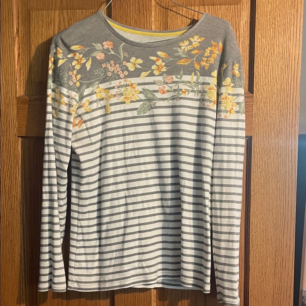 Floral and Striped Long Sleeve Top